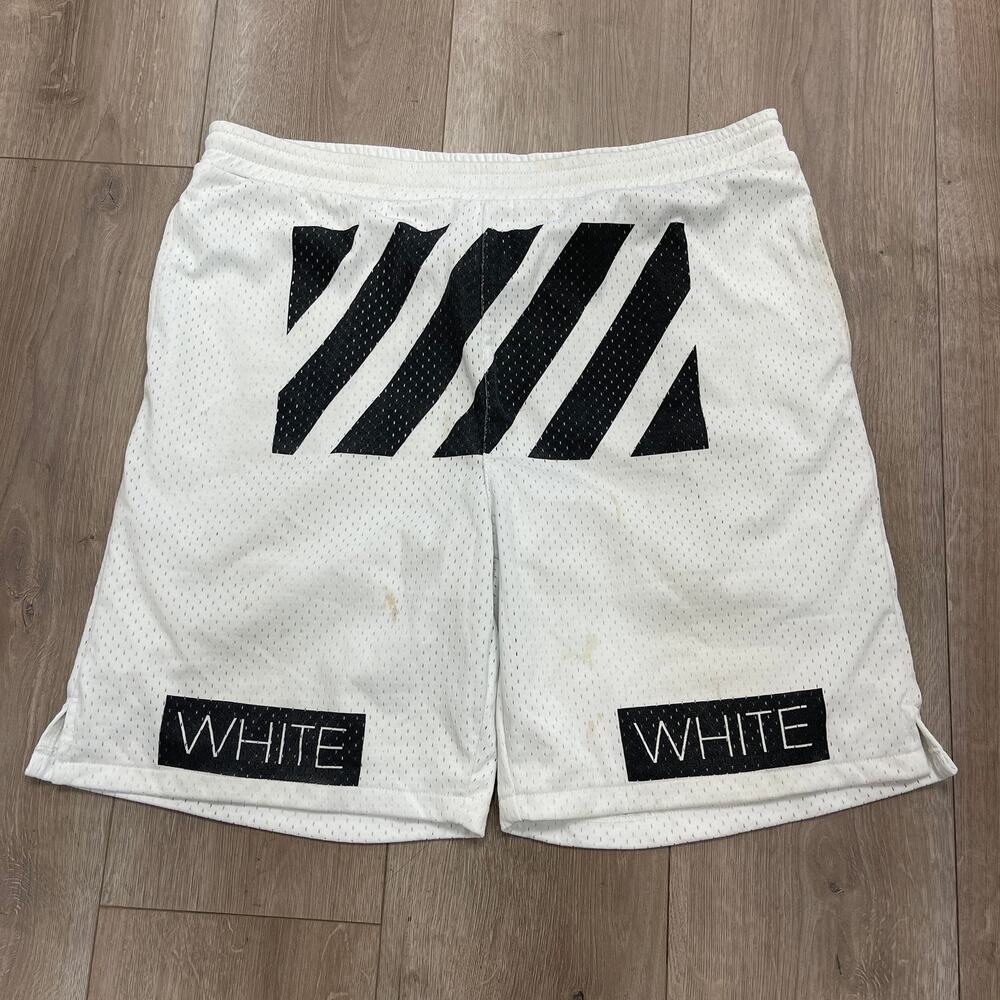 Off-White Blue Collar White Black mesh shorts size Large L B7